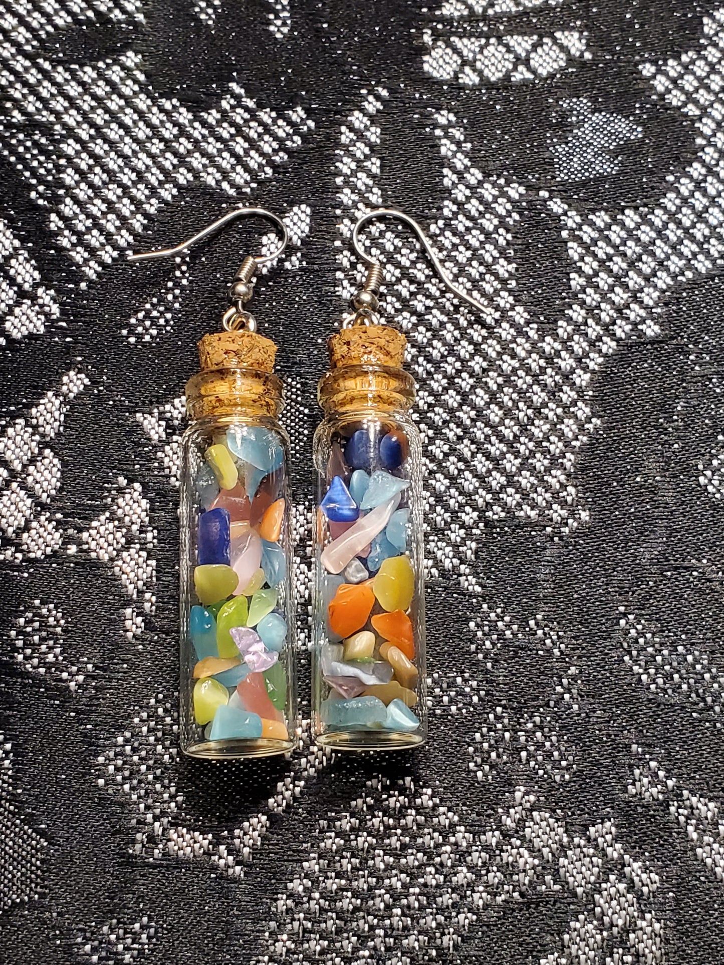 Crystal Filled Vial Earrings