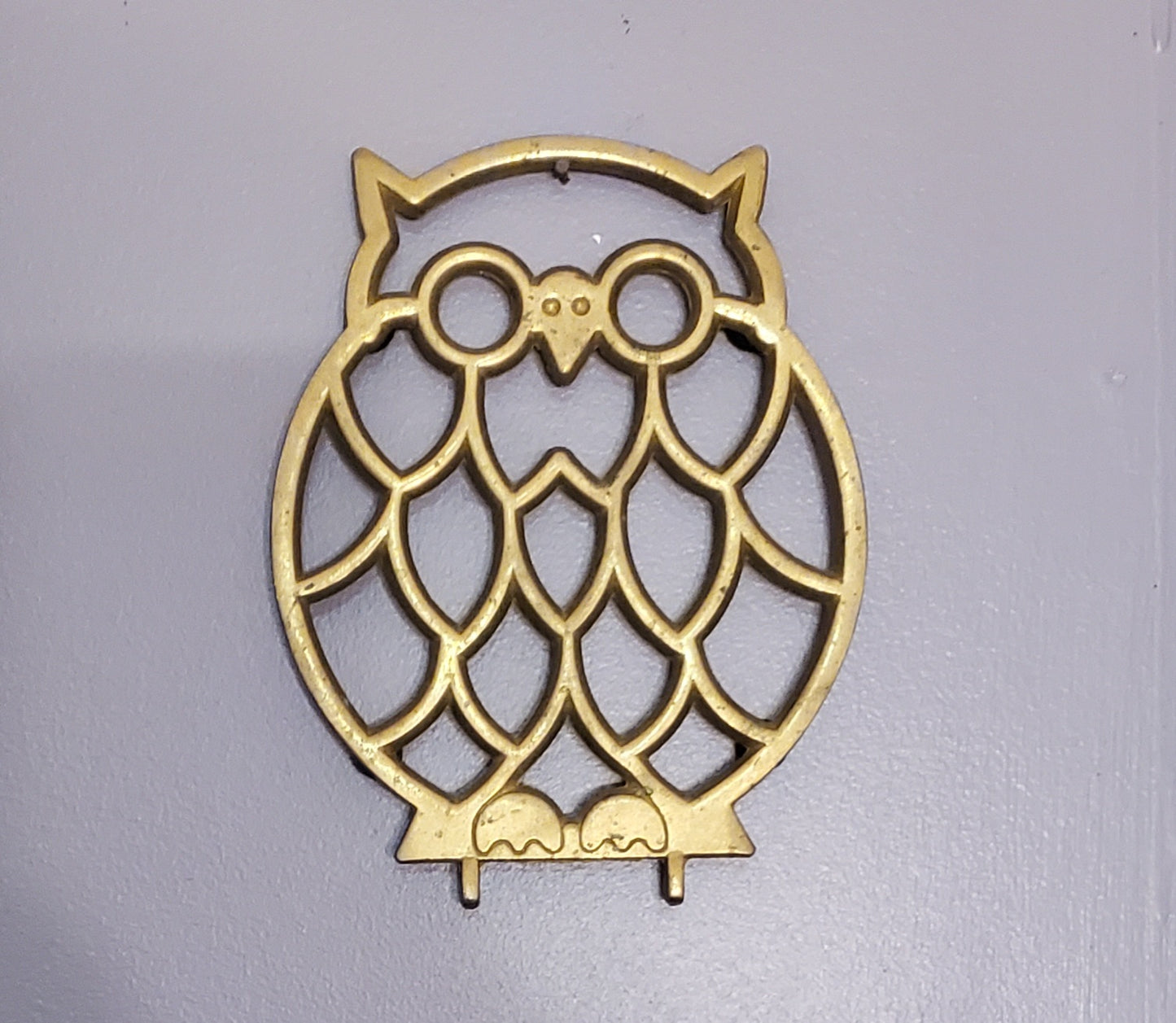 Vintage Brass Owl Trivet