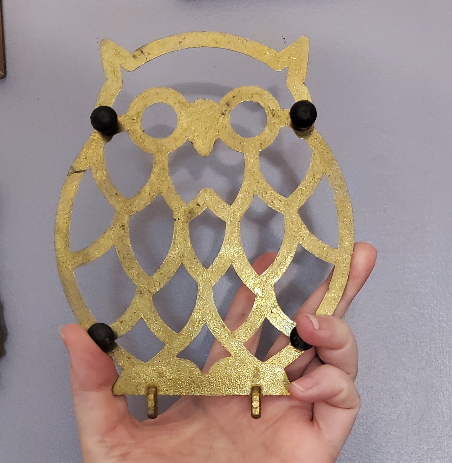 Vintage Brass Owl Trivet