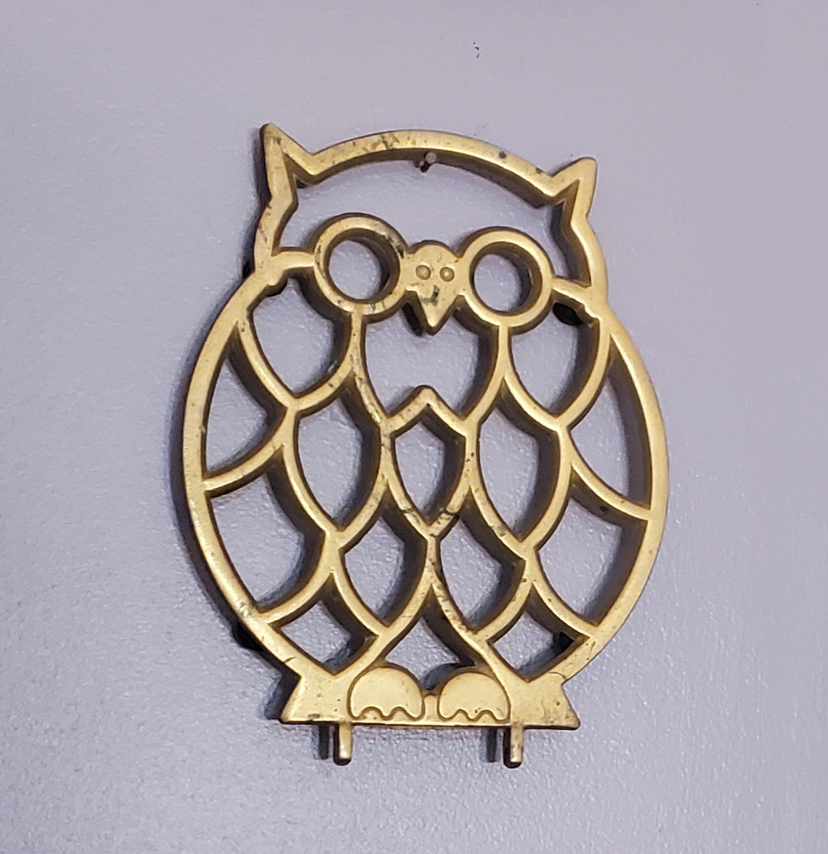 Vintage Brass Owl Trivet