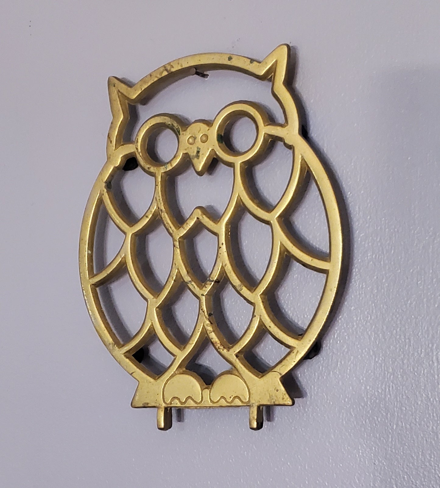 Vintage Brass Owl Trivet