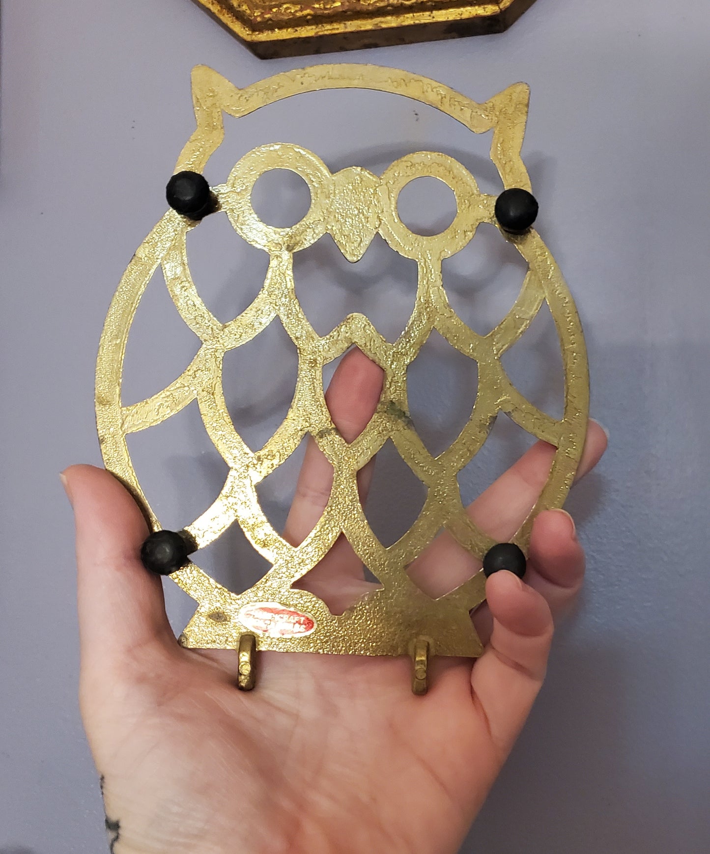 Vintage Brass Owl Trivet