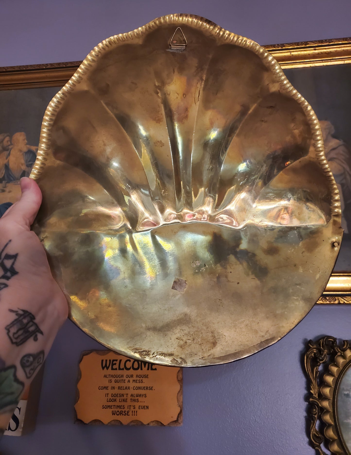 Vintage Brass Wall Pocket