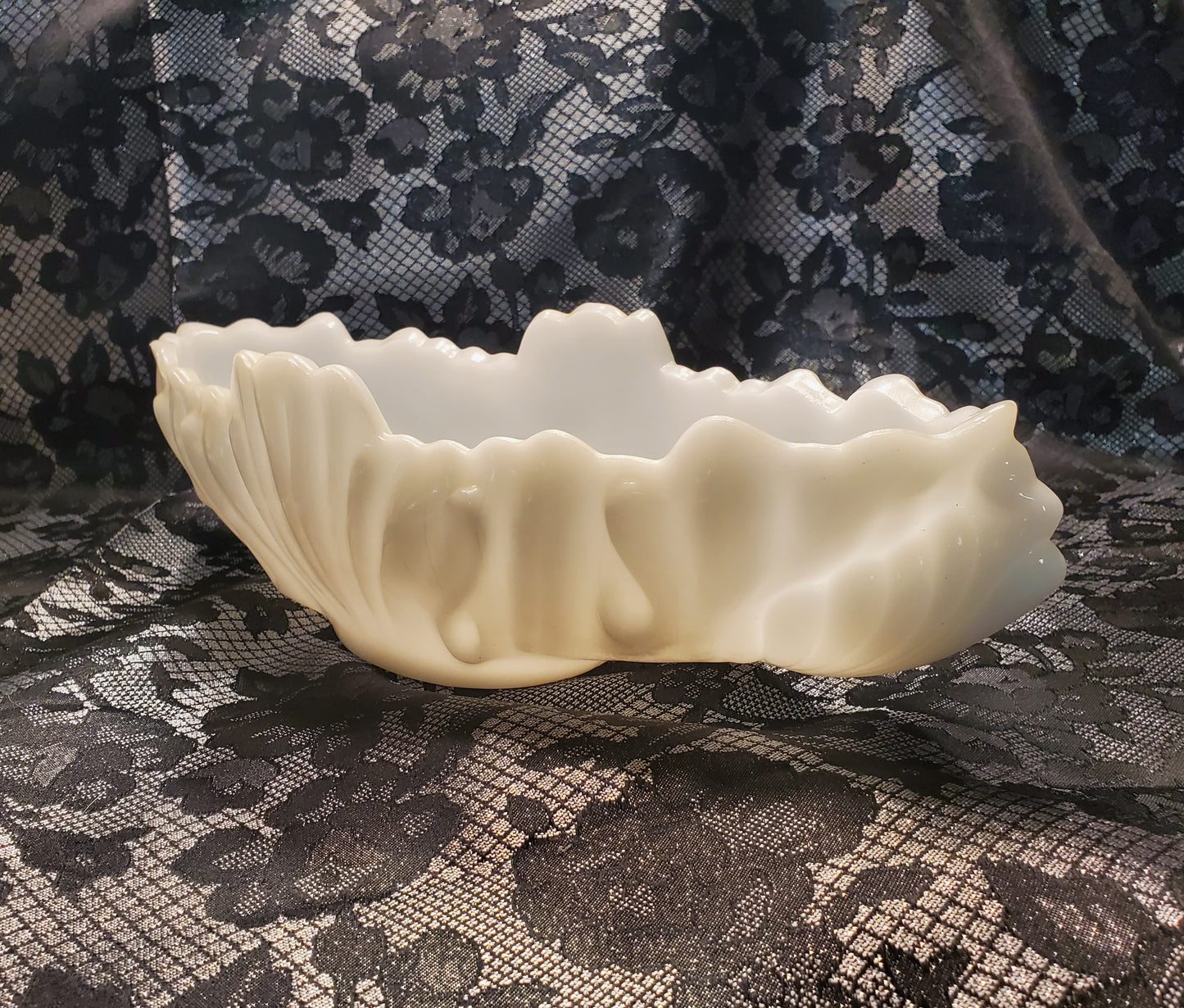 Milk Glass Gondola Console Dish