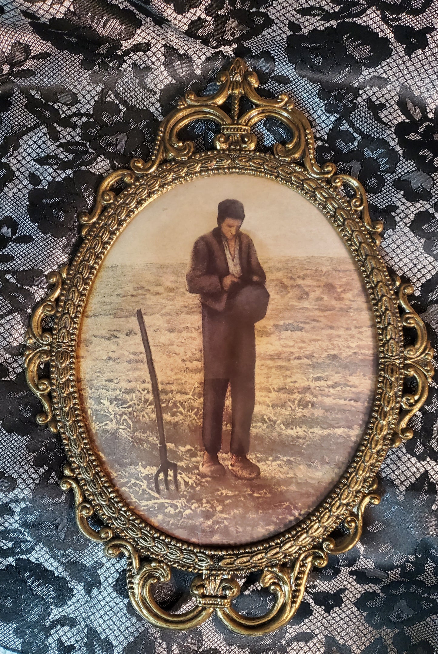 Vintage Oval Brass Frames with Convex Glass