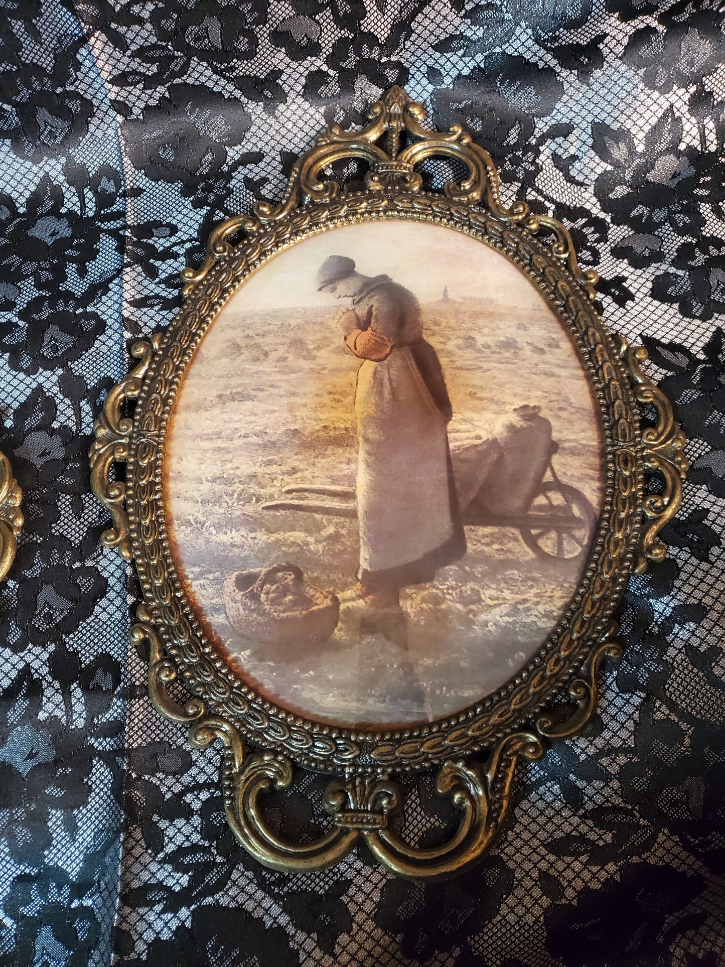 Vintage Oval Brass Frames with Convex Glass