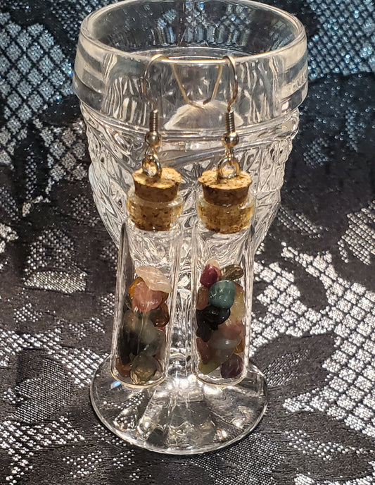 Crystal Filled Vial Earrings