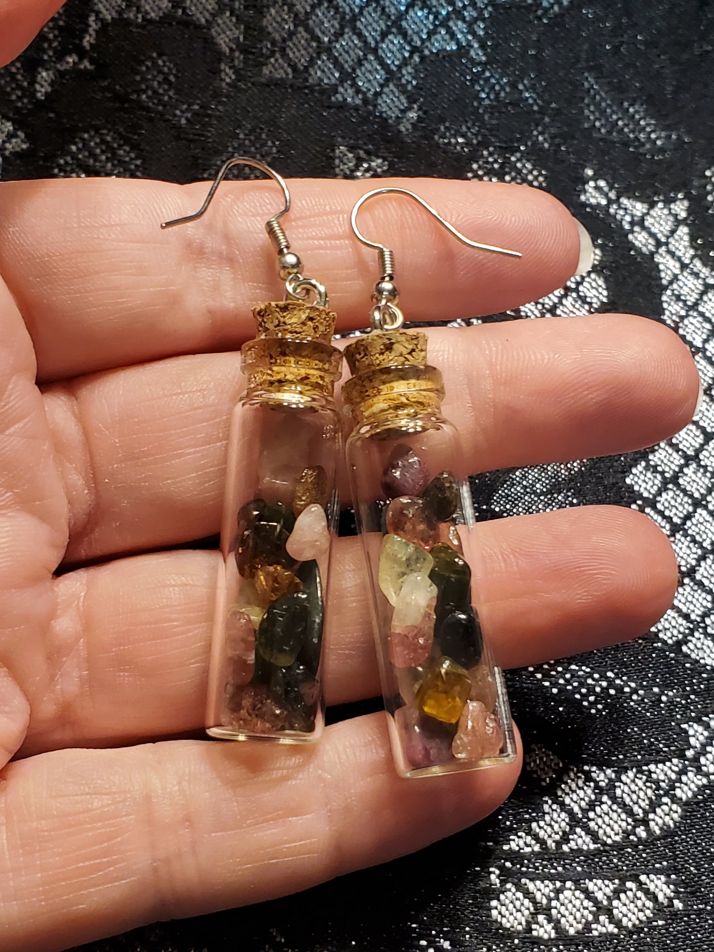 Crystal Filled Vial Earrings