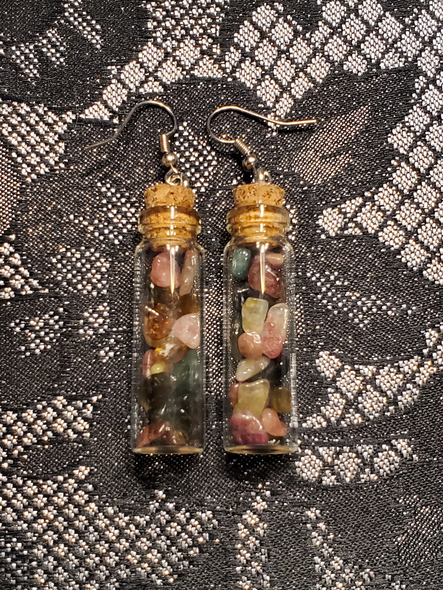 Crystal Filled Vial Earrings