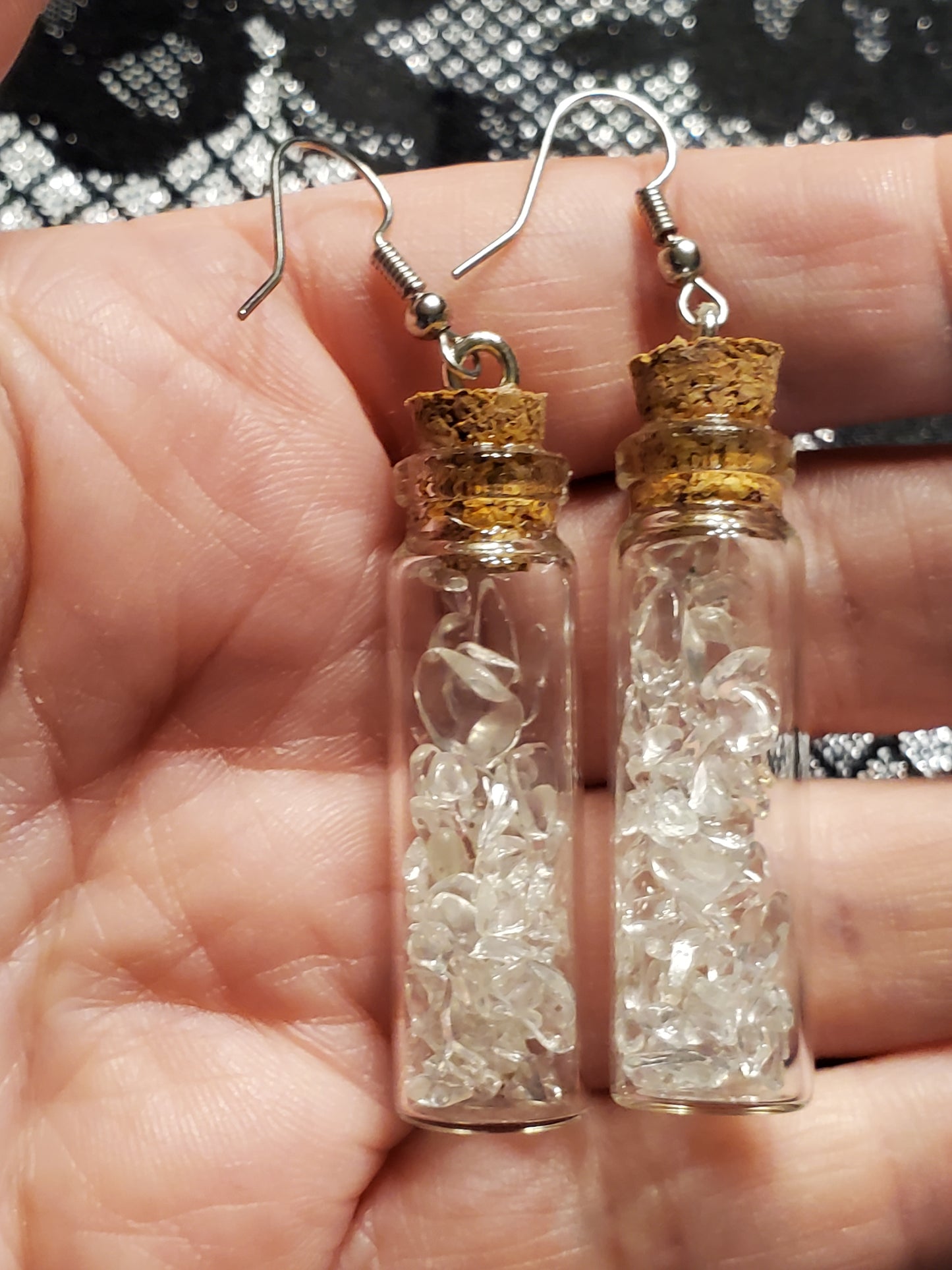 Crystal Filled Vial Earrings