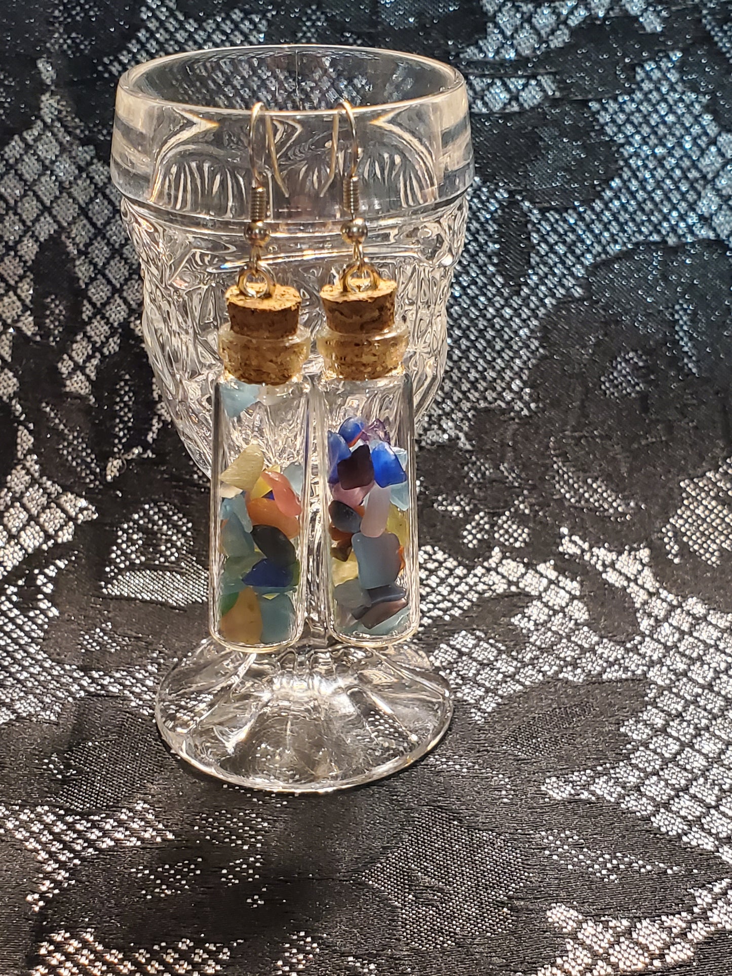 Crystal Filled Vial Earrings