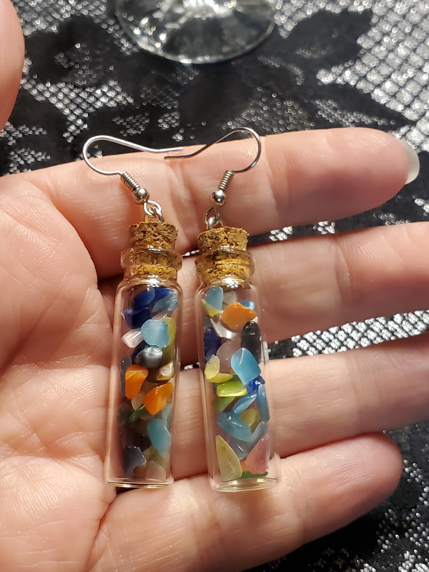 Crystal Filled Vial Earrings