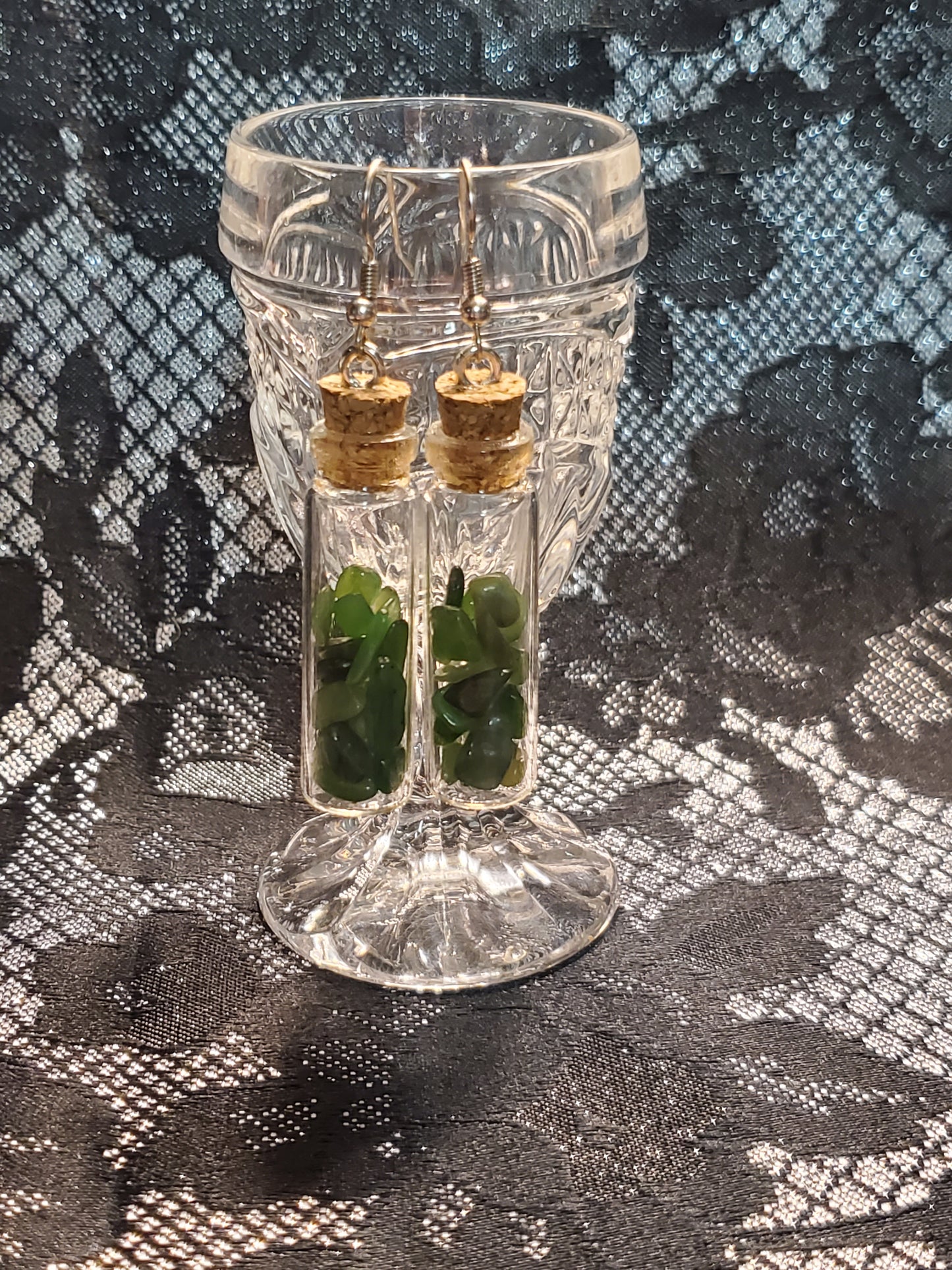 Crystal Filled Vial Earrings