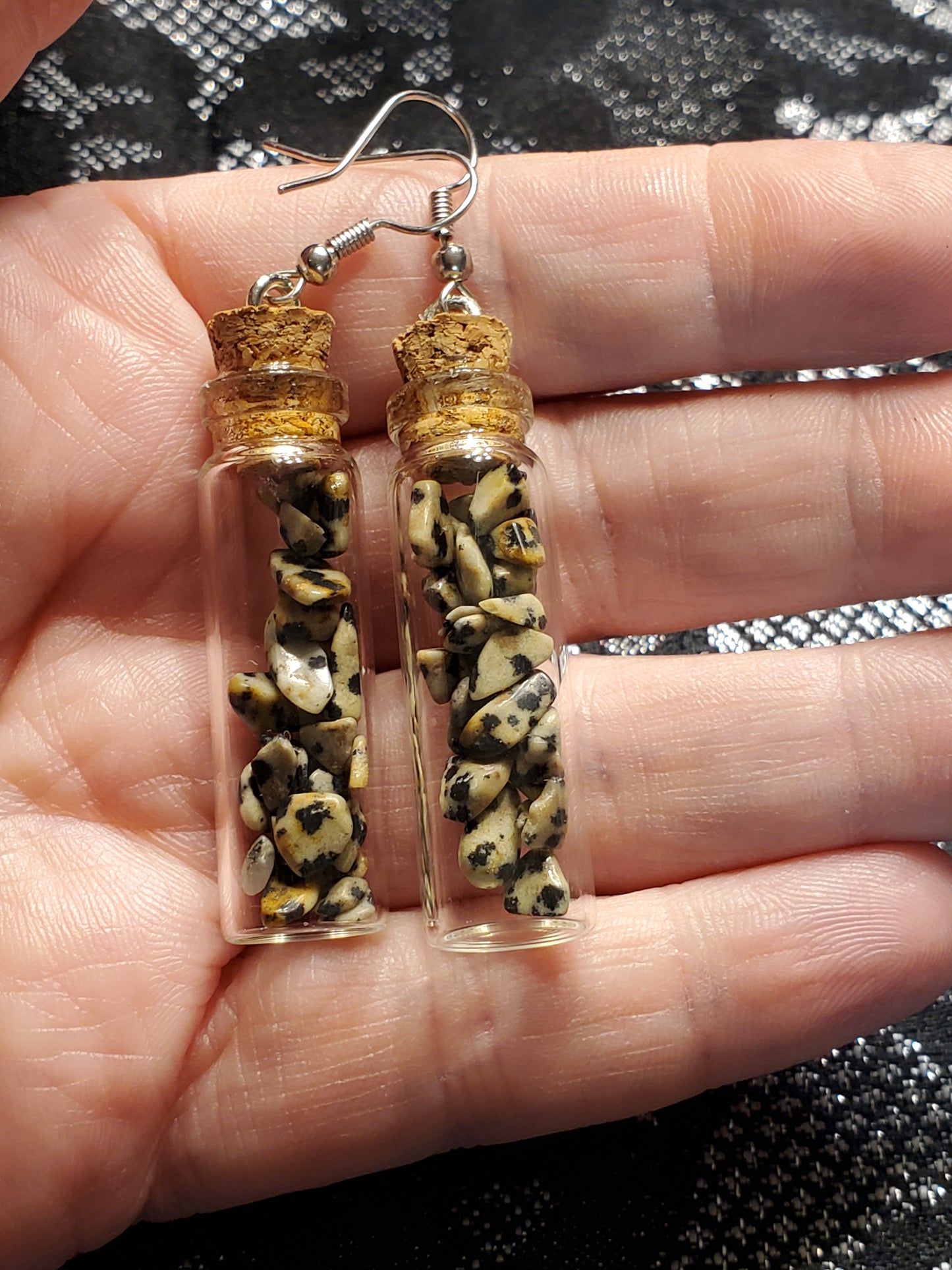 Crystal Filled Vial Earrings