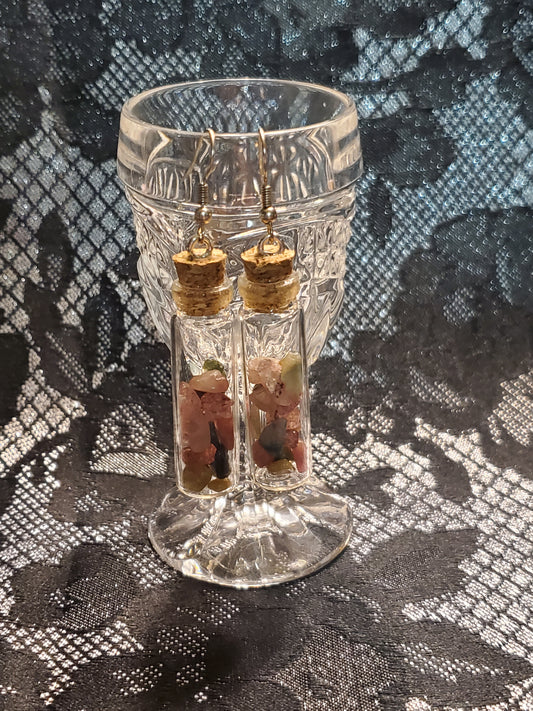 Crystal Filled Vial Earrings