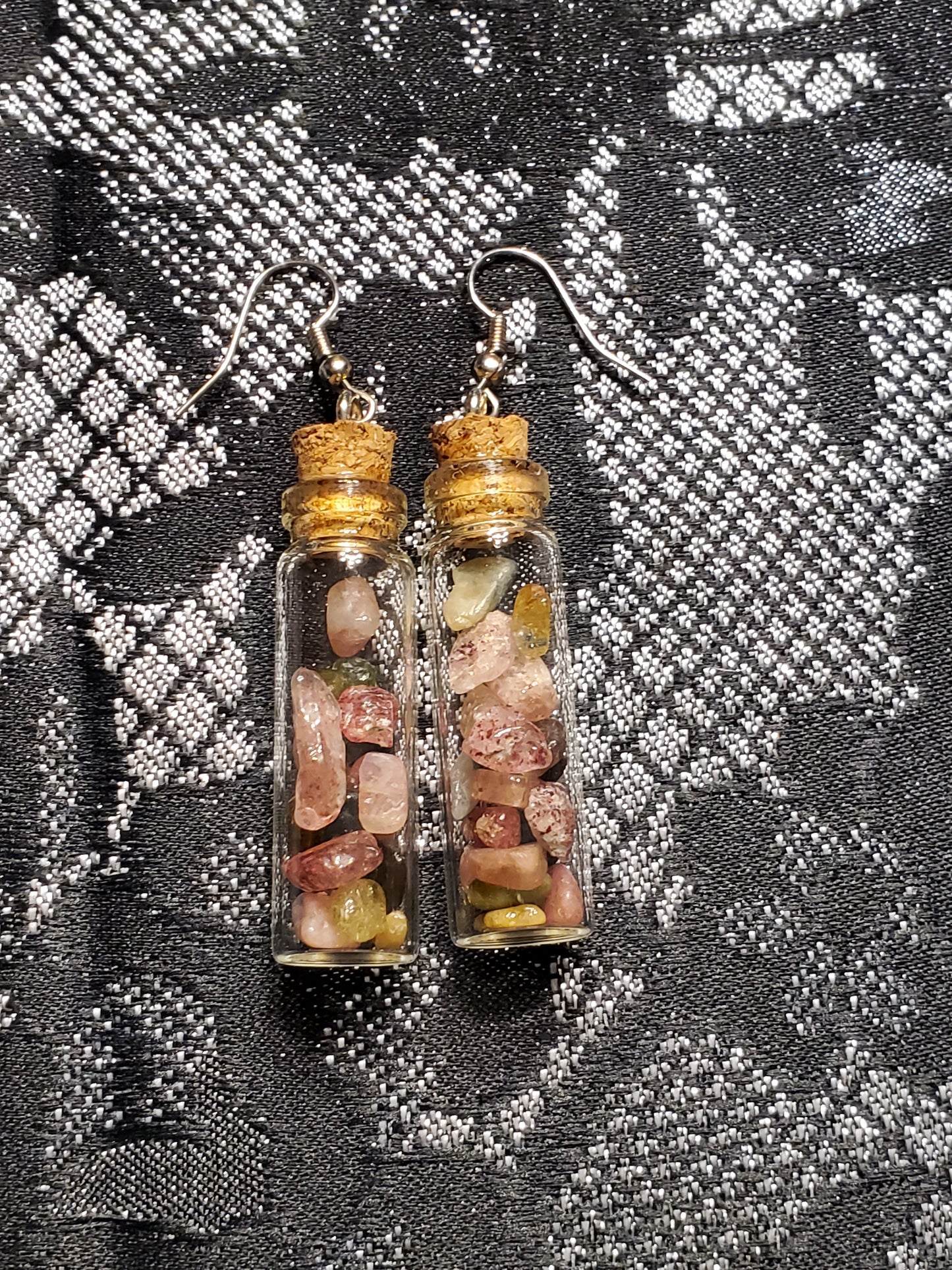 Crystal Filled Vial Earrings