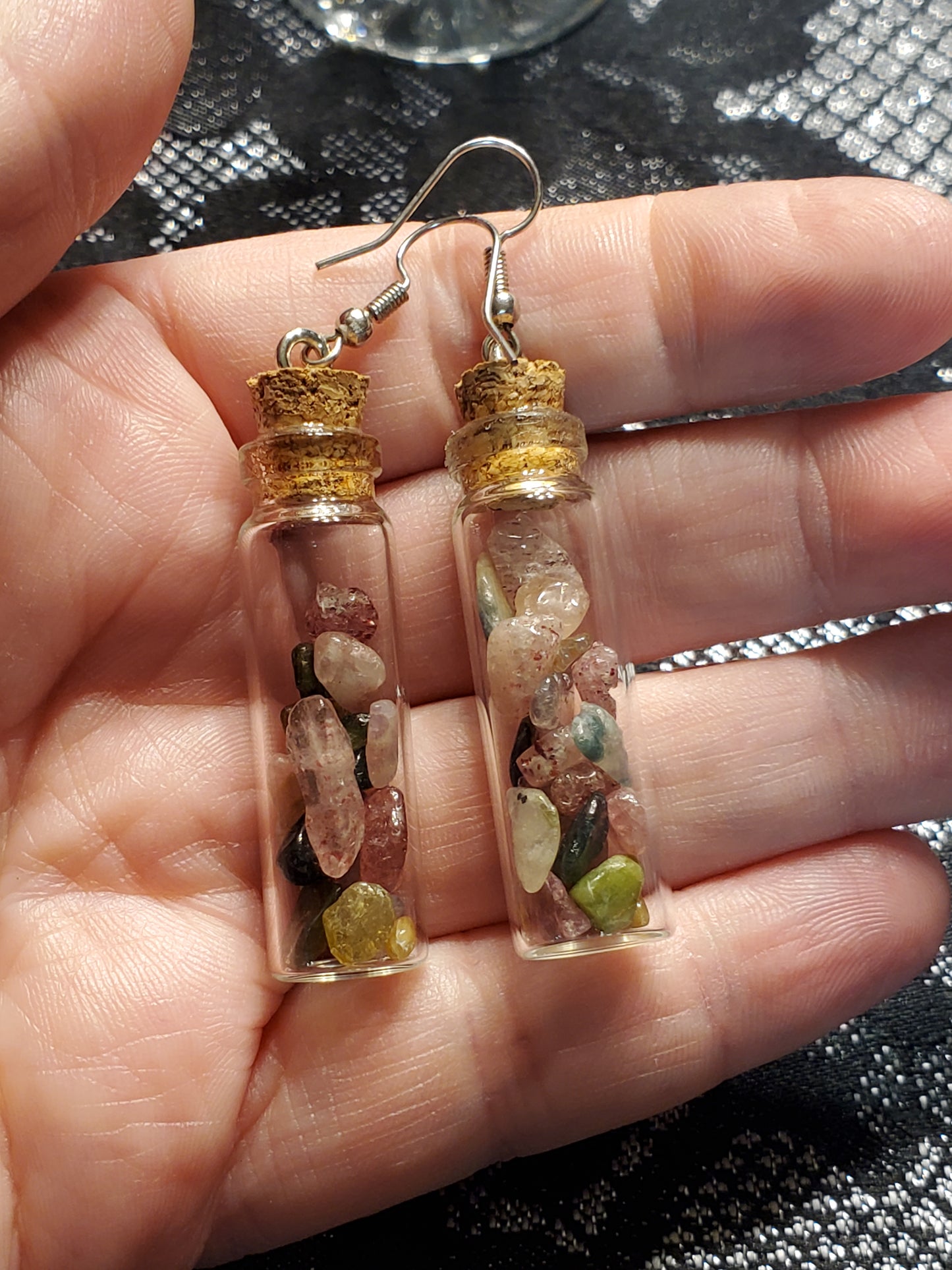 Crystal Filled Vial Earrings