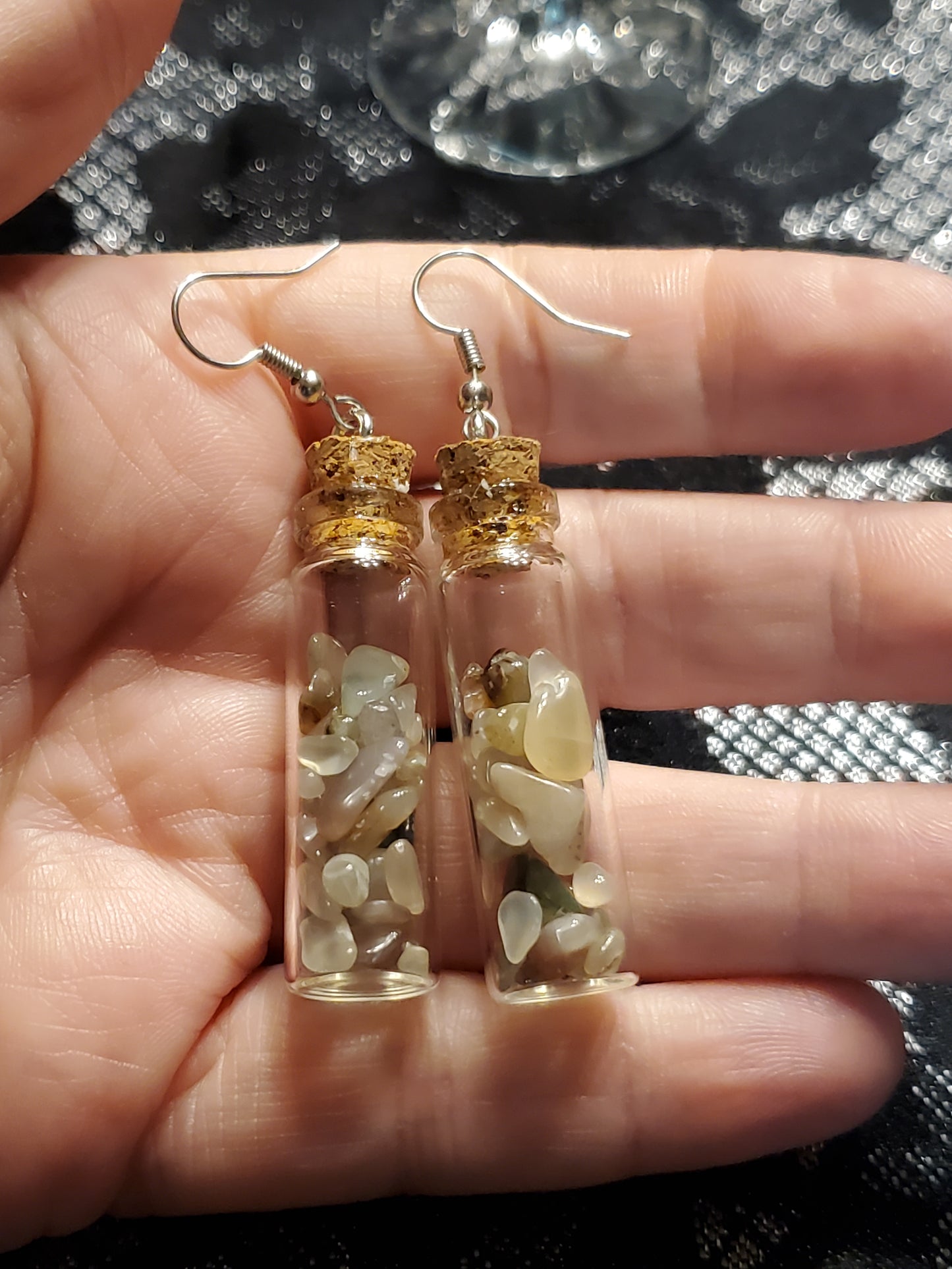 Crystal Filled Vial Earrings