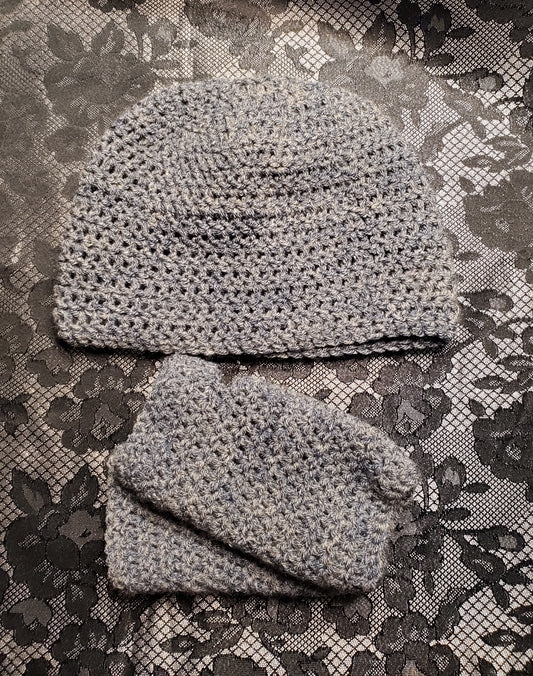 Crocheted Beanie & Fingerless Gloves