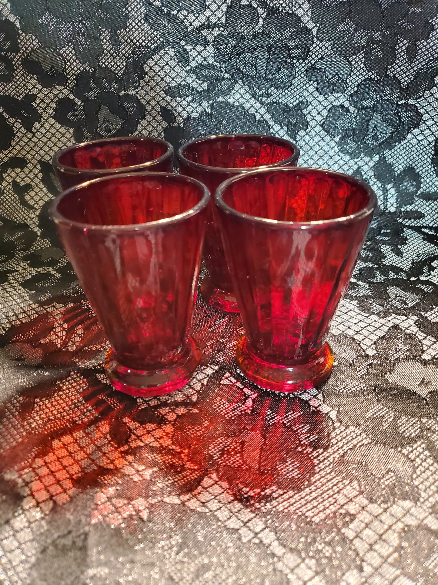 Set of Vintage Ruby Red 4oz Glasses