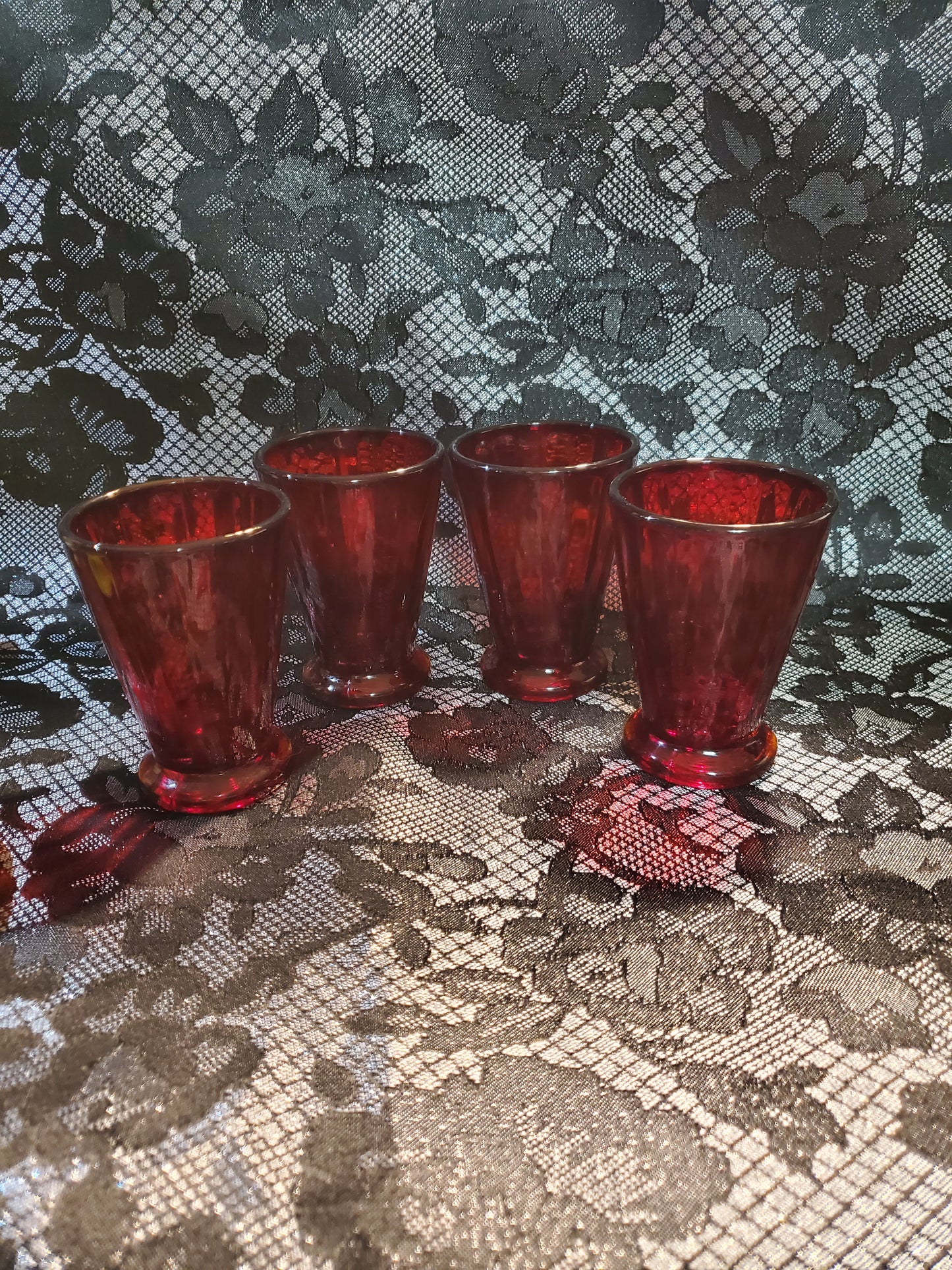 Set of Vintage Ruby Red 4oz Glasses