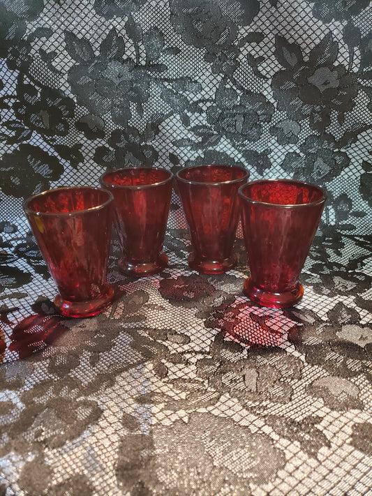 Set of Vintage Ruby Red 4oz Glasses