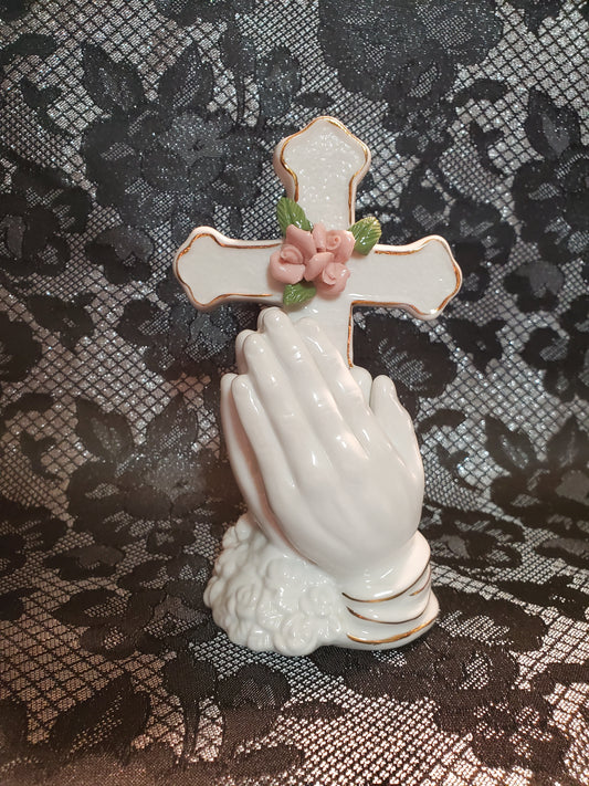 Vintage Cross & Praying Hands