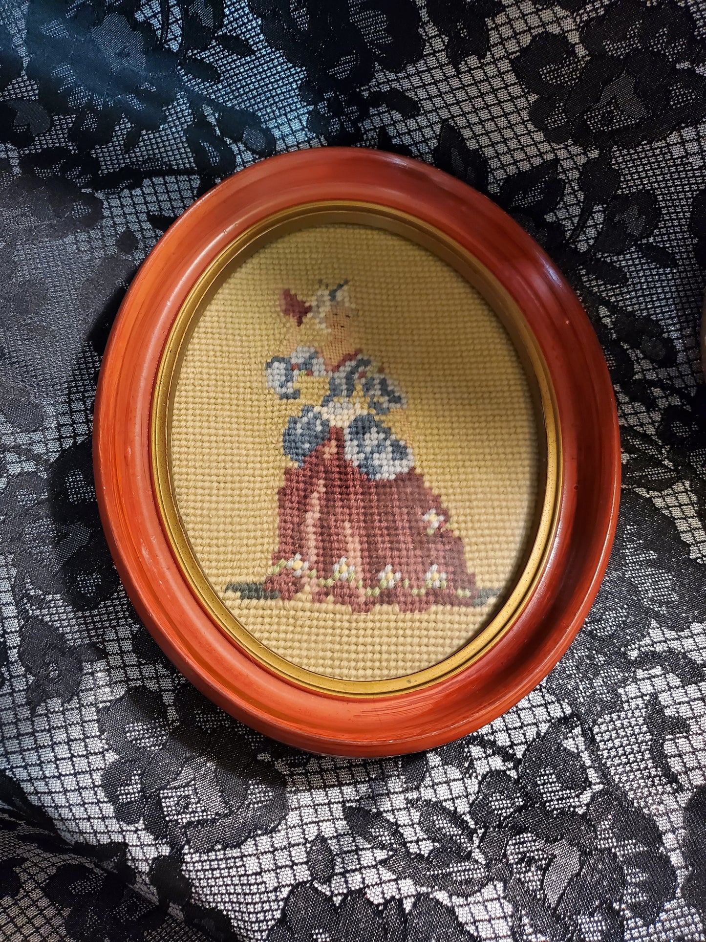 Vintage Needle Point Of Victorian Couple