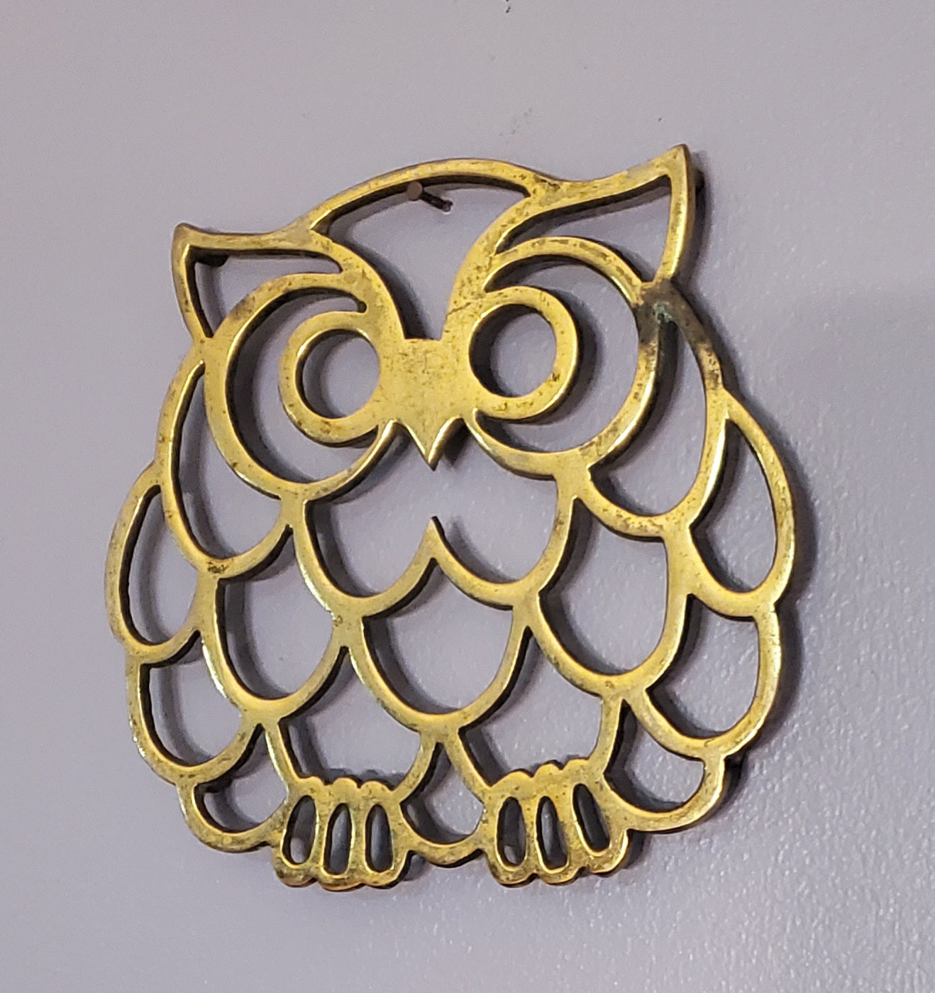 Vintage Brass Owl Trivet