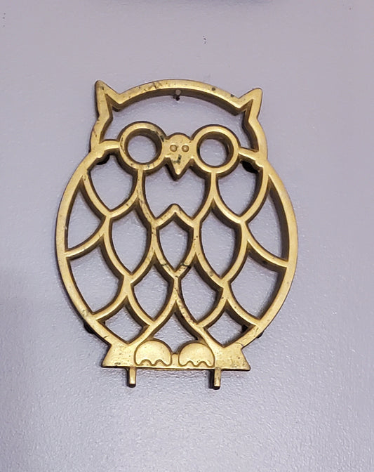 Vintage Brass Owl Trivet