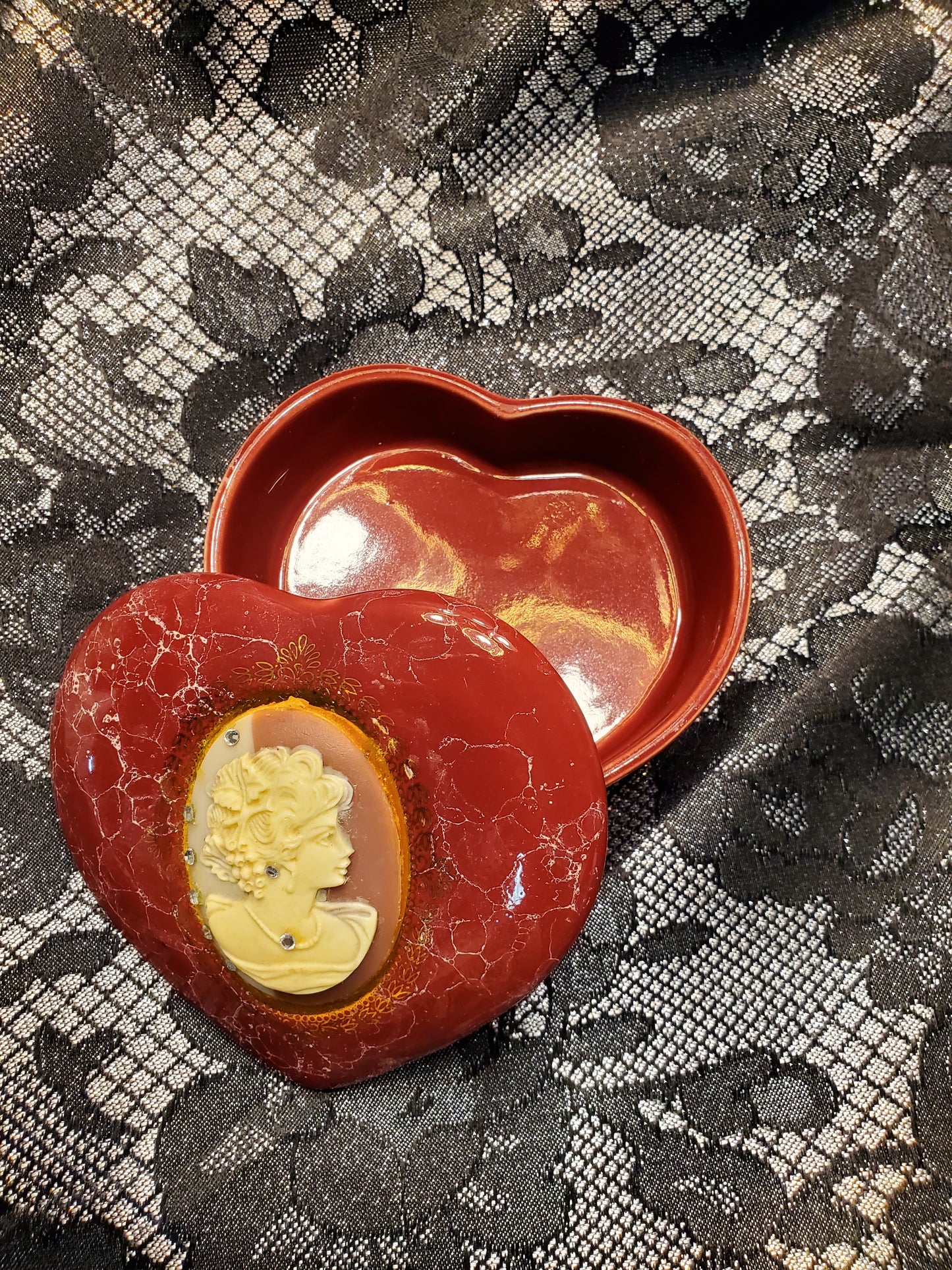 Vintage Heart Shaped Trinket Box