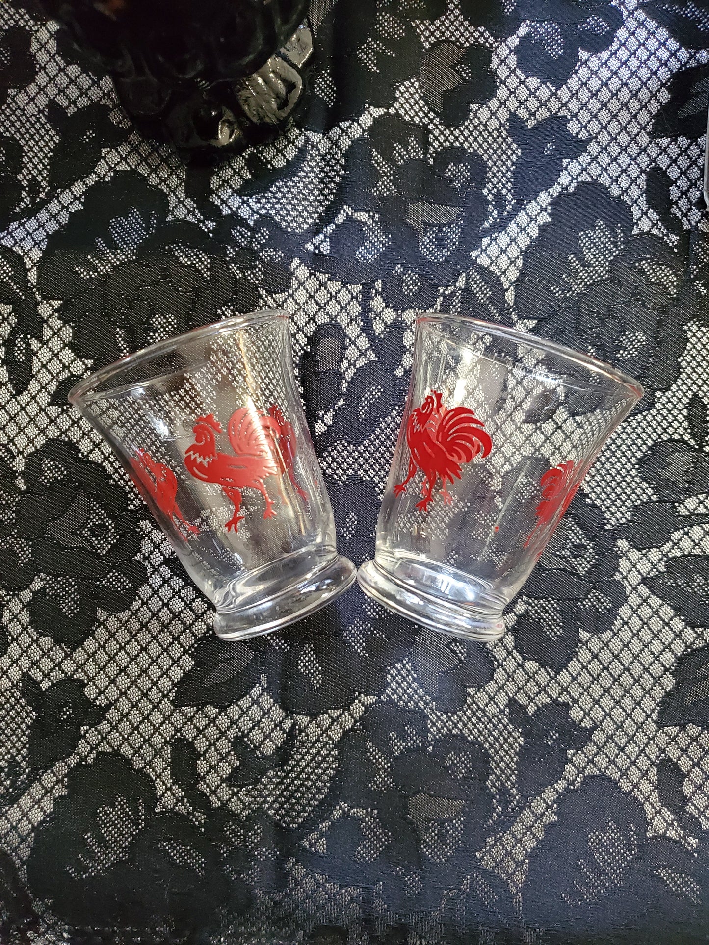 Set of Red Rooster Juice/Shot Glasses