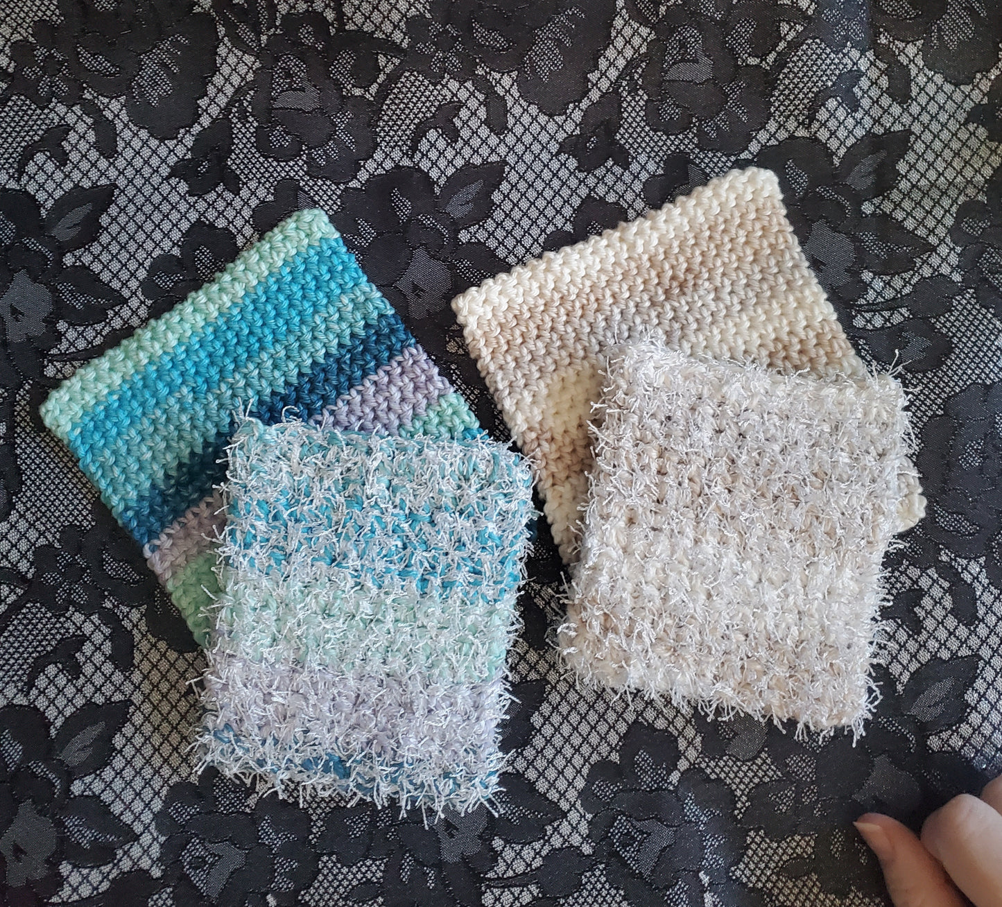 Cotton Dishcloth/Washcloth & Dish Scrubber/Exfoliation Cloth Set