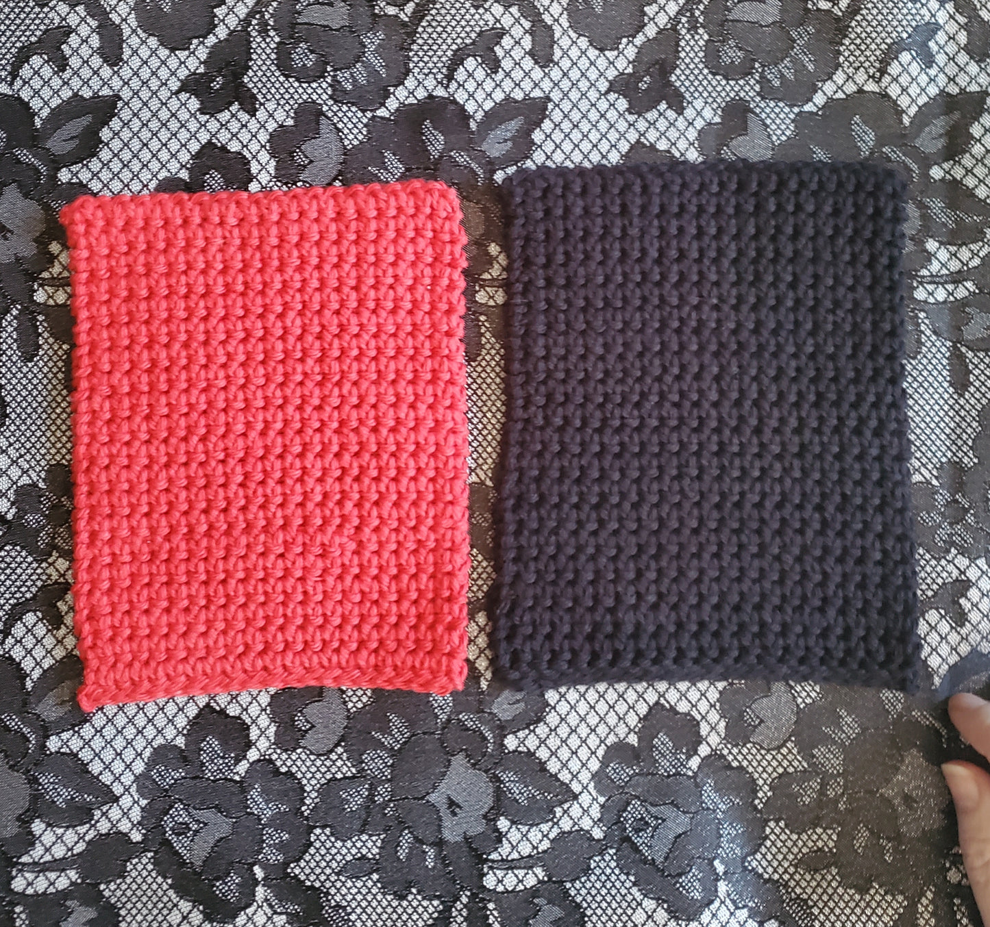 Black & Red Cotton Dish/Washcloth Set