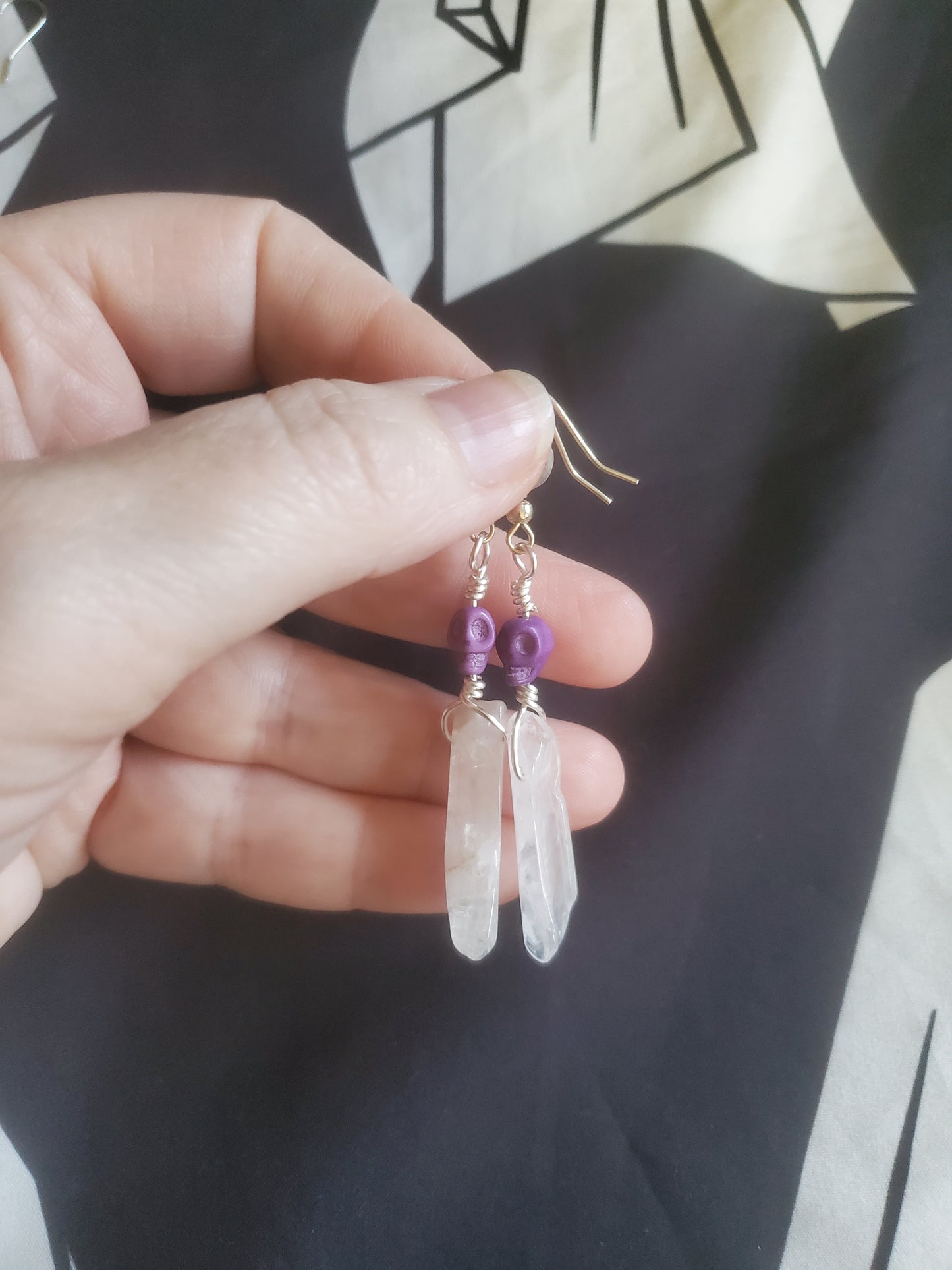 Skull & Quartz Earrings